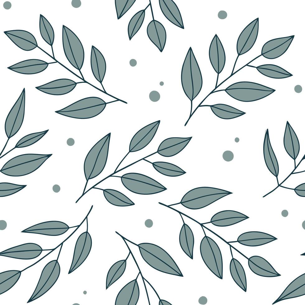 Flat Coastal eucalyptus seamless tile pattern with airy eucalyptus and light blue accents on white background ideal for beach inspired rooms concept as Airy eucalyptus and light bl flat vector