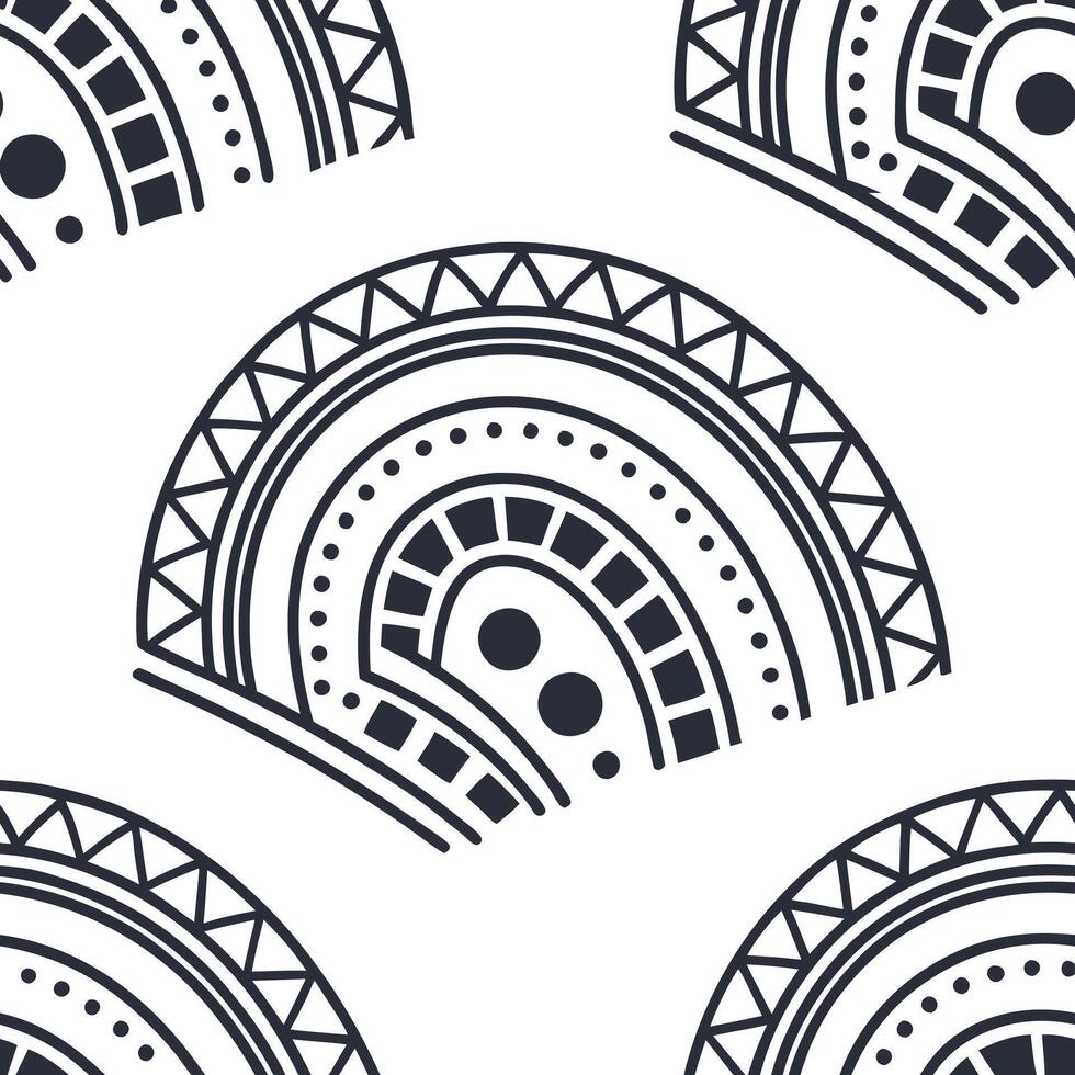 Flat Combine ethnic geometric borders with sleek arcs for culturally rich on trend tile backgrounds supporting marketing objectives or brand expansions concept as Focus on seamless flat vector