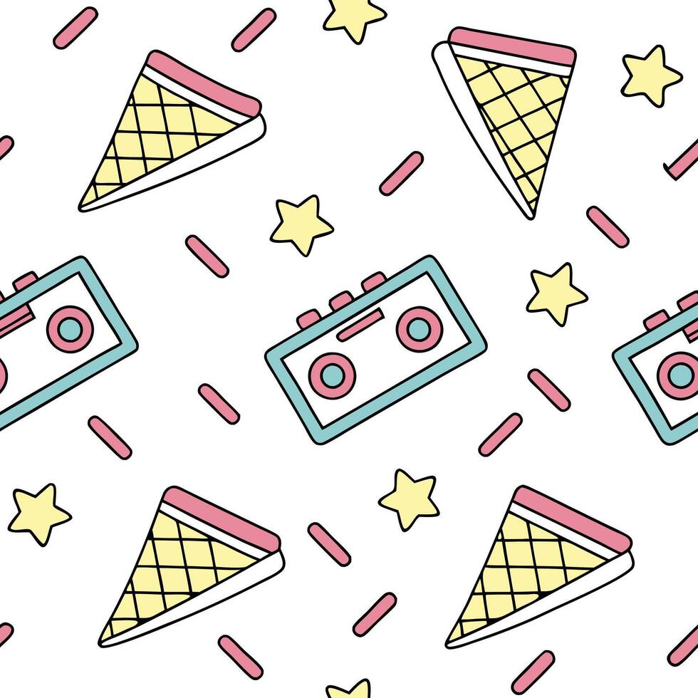 Flat Compose seamless neon grid patterns combining bright lines and geometric blocks over isolated white ideal for high impact marketing and brand experiences concept as Lay fluore flat vector