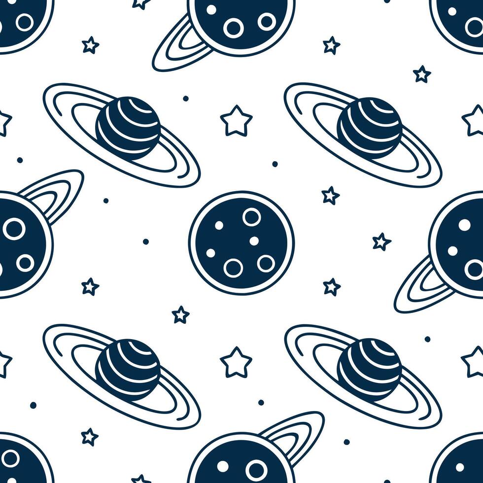 Flat Construct seamless cosmic swirl motifs with partial planet outlines star formations and strong white background for dynamic brand marketing concept as Merge half orbit lines s flat vector