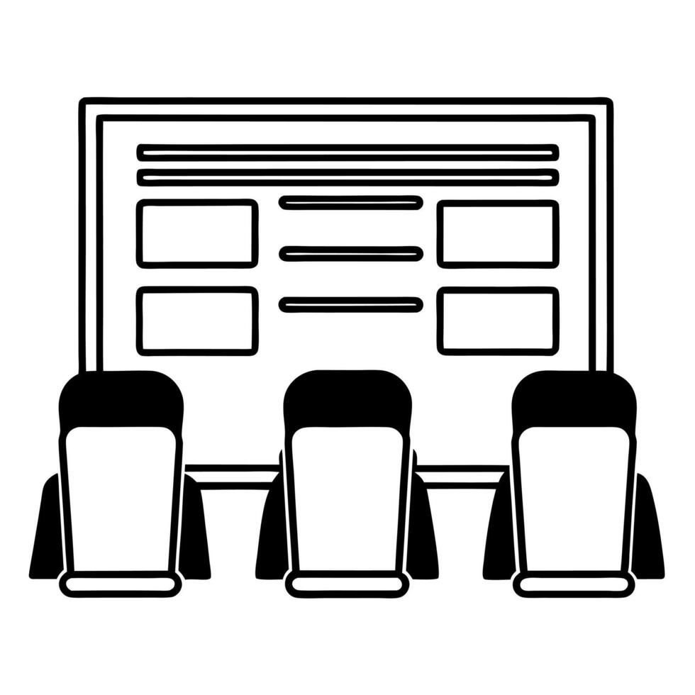 Flat Creative Discussion with Whiteboard in Modern Office concept as Team members engaging in a creative discussion around a whiteboard in a sleek modern office outlining ideas and flat vector