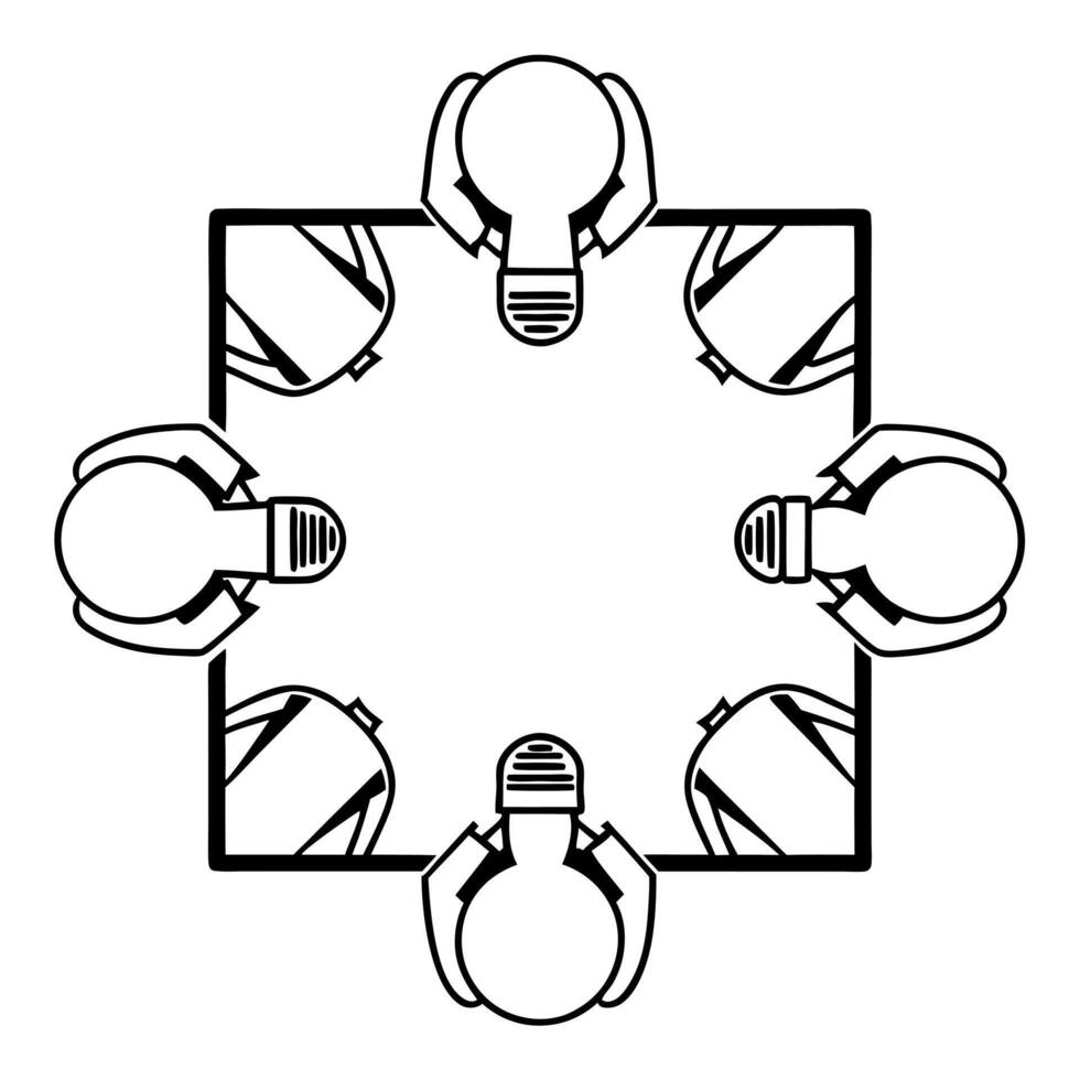 Flat Dynamic Team Interaction in Creative Meeting concept as A dynamic team interacting and exchanging ideas in a creative meeting within a modern workspace captured candidly to sh flat vector