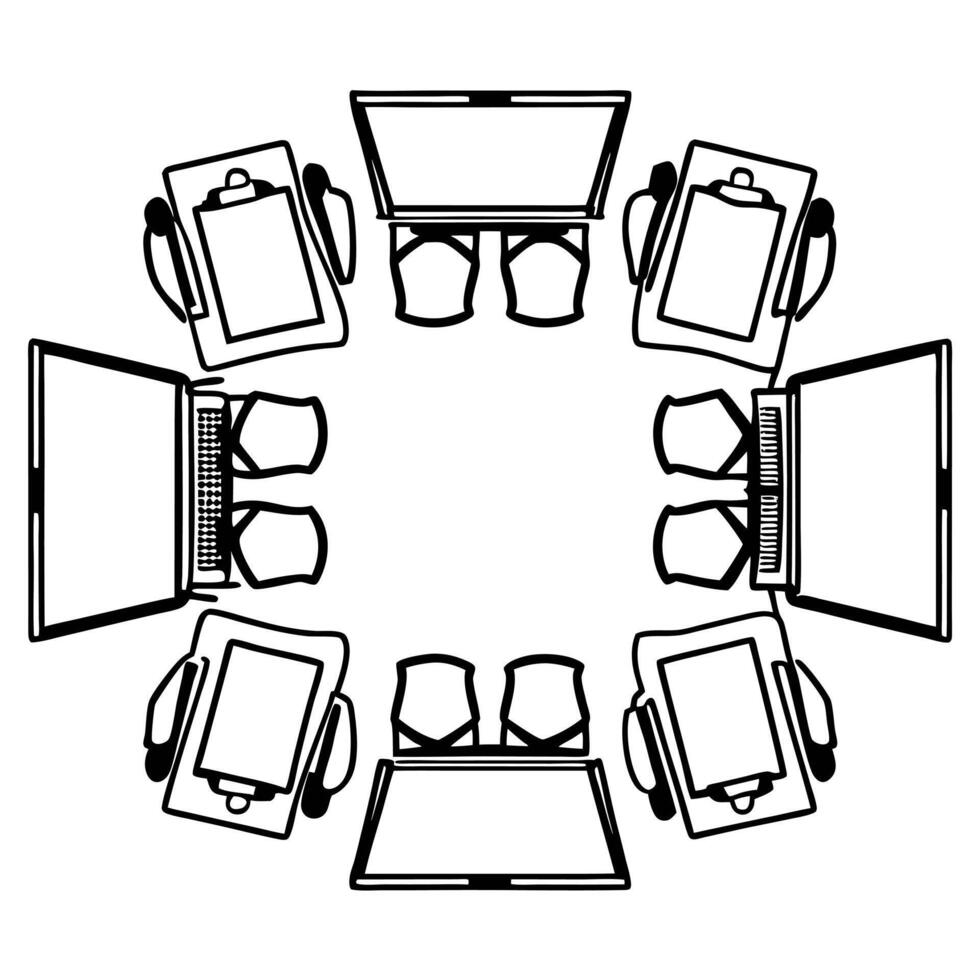 Flat Energetic Team Collaboration with Creative Tools concept as An energetic team collaborating using creative tools and digital devices during a brainstorming session in a vibran flat Set 3 vector