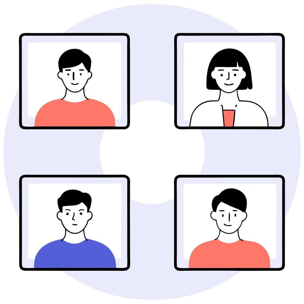 Flat Futuristic Close Up with Digital Elements concept as A macro view of team members faces illuminated by digital screens during a futuristic brainstorming session highlighting e flat vector