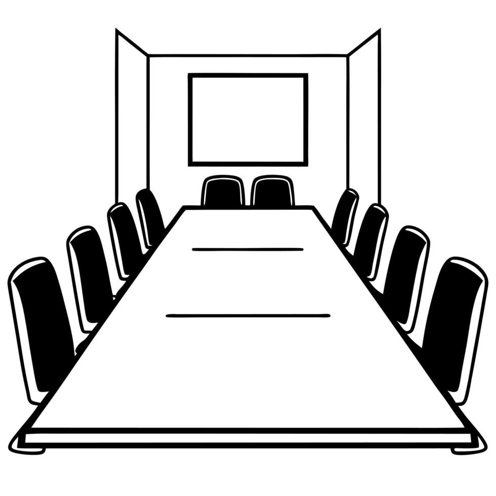 Flat Plain Modern Meeting Room for Team Brainstorming concept as A plain modern meeting room background with neutral tones and a large conference table perfect for showcasing creat flat vector