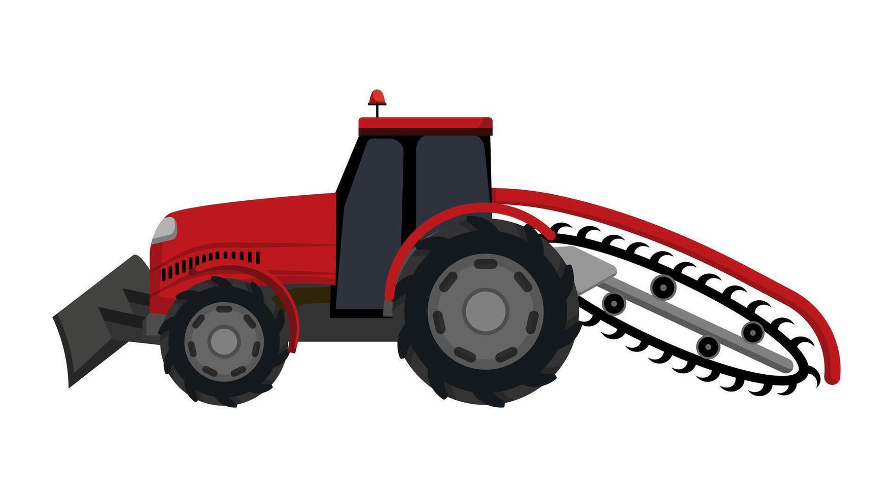Red Tractor with Snow Plow vector