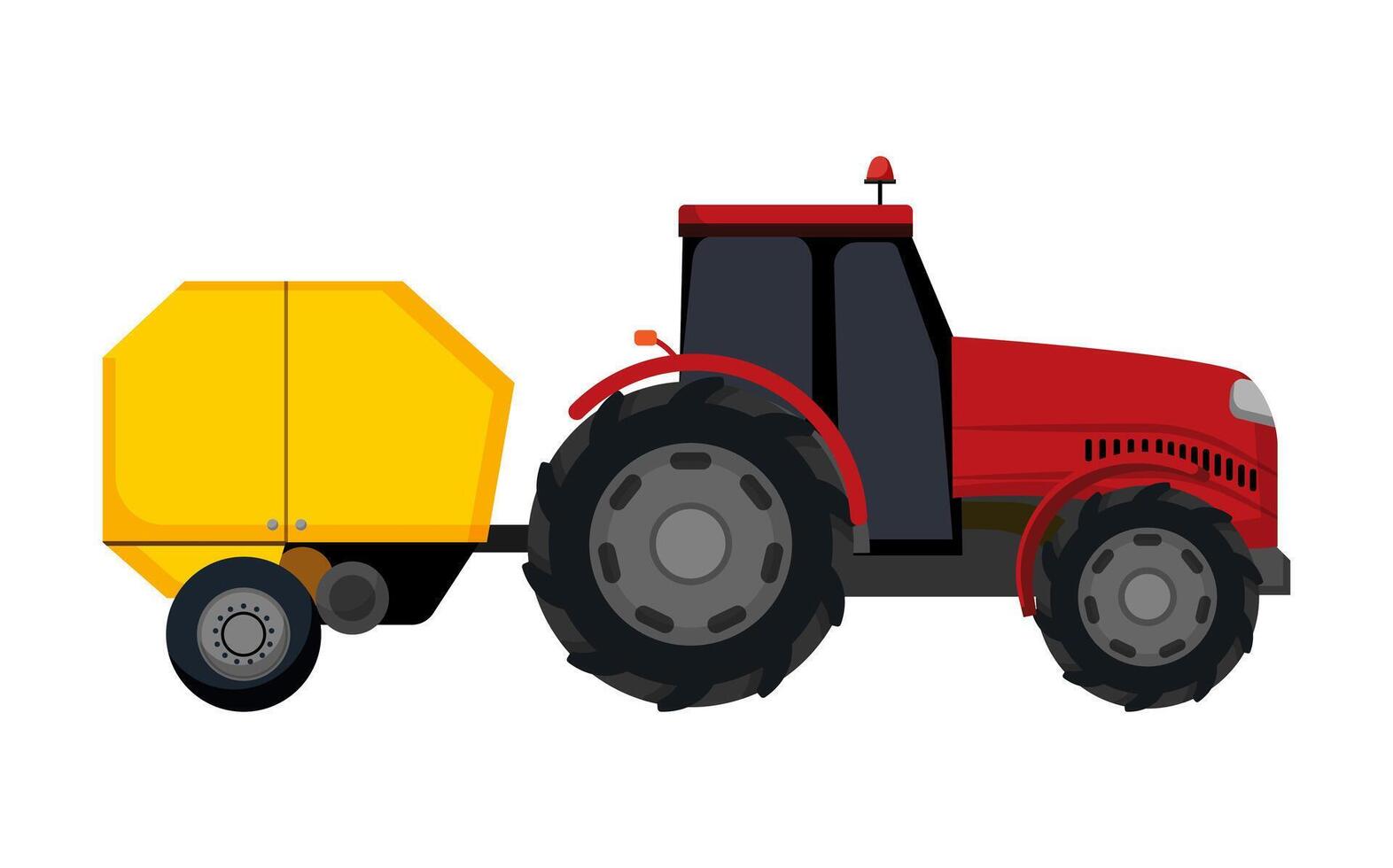 Red Tractor with Baler vector