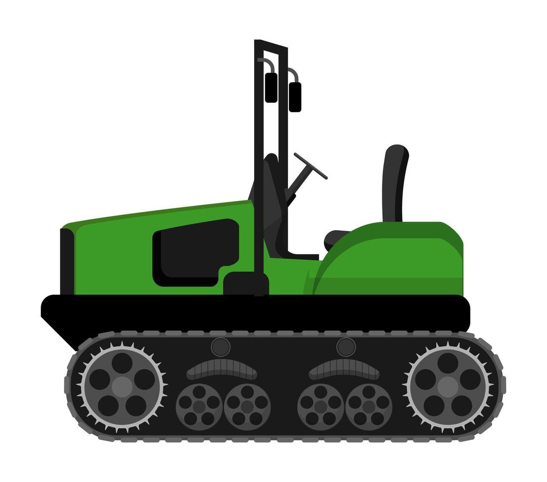 Green Tracked Tractor vector