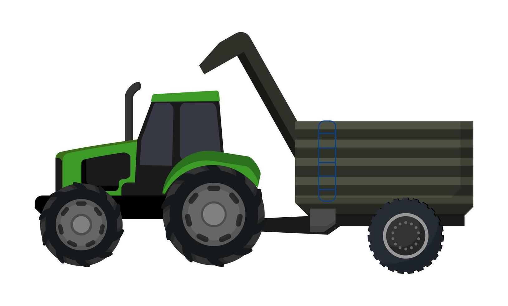Green Tractor with Grain Trailer vector