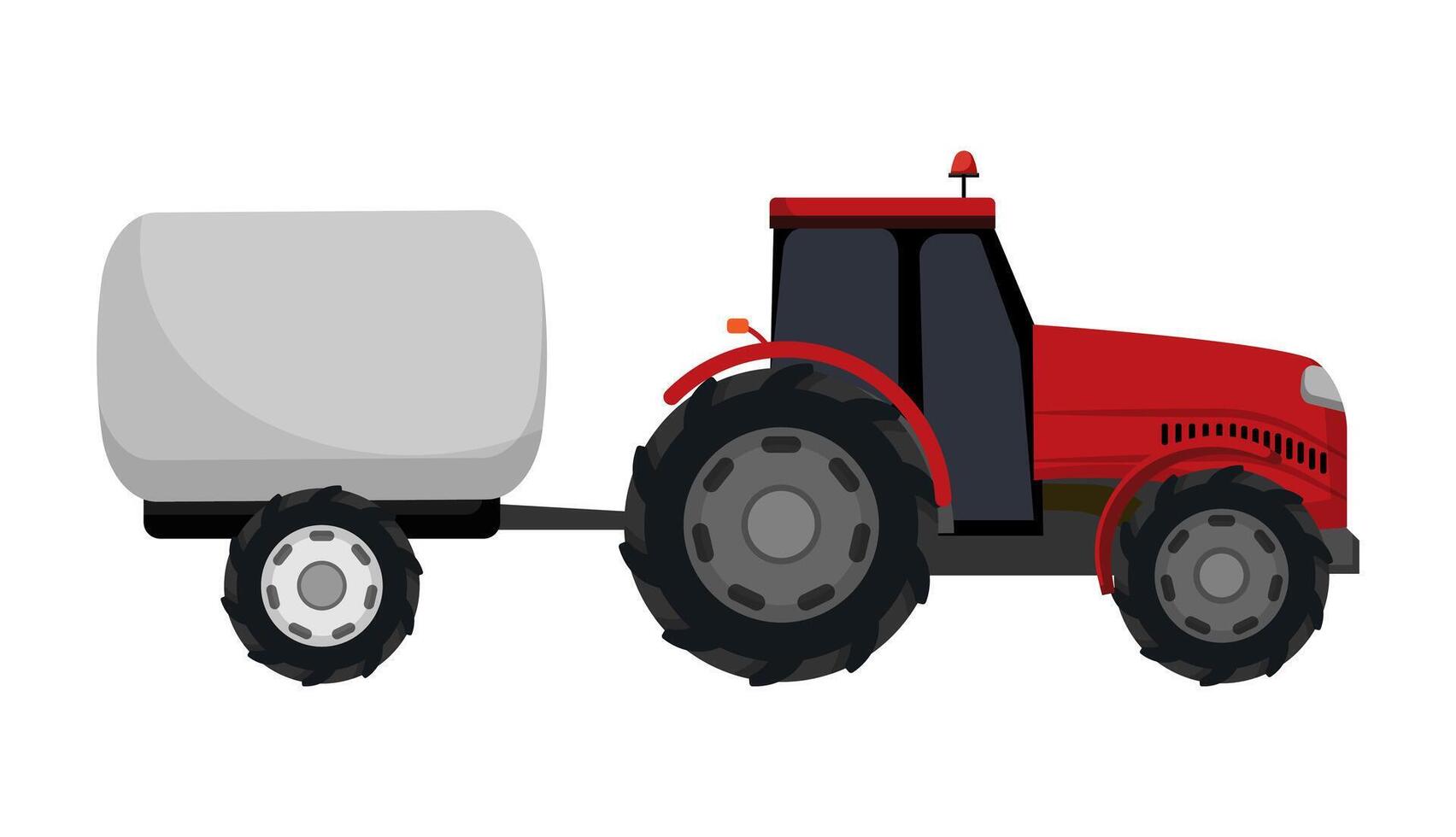 Red Tractor with Tank Trailer vector