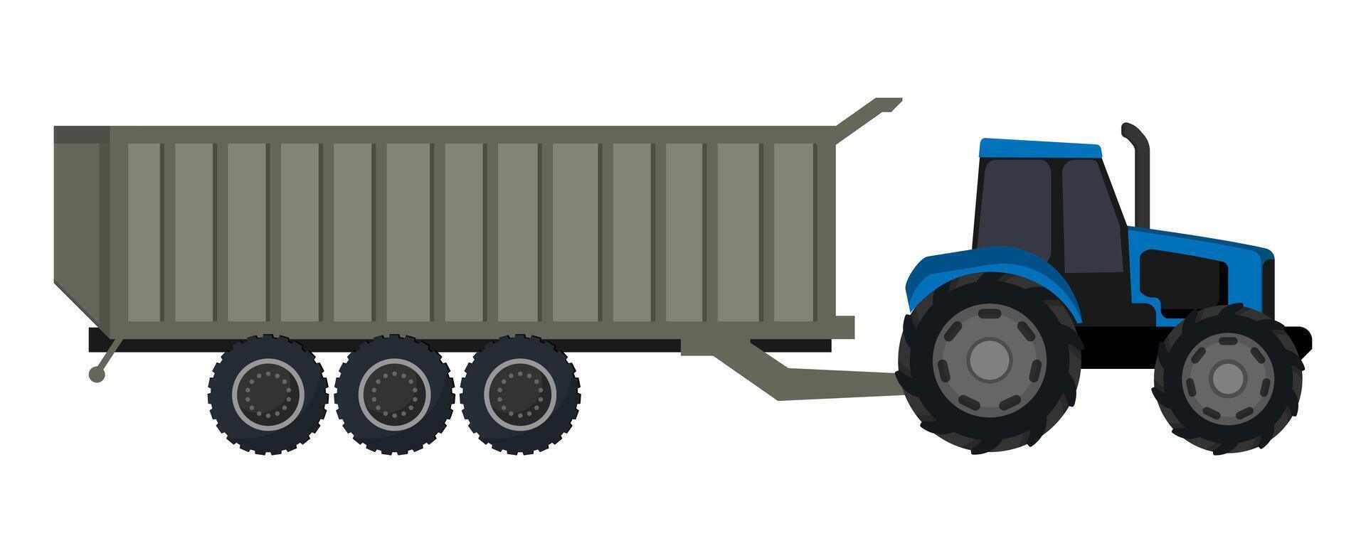 Blue Dump Trailer with Tractor vector