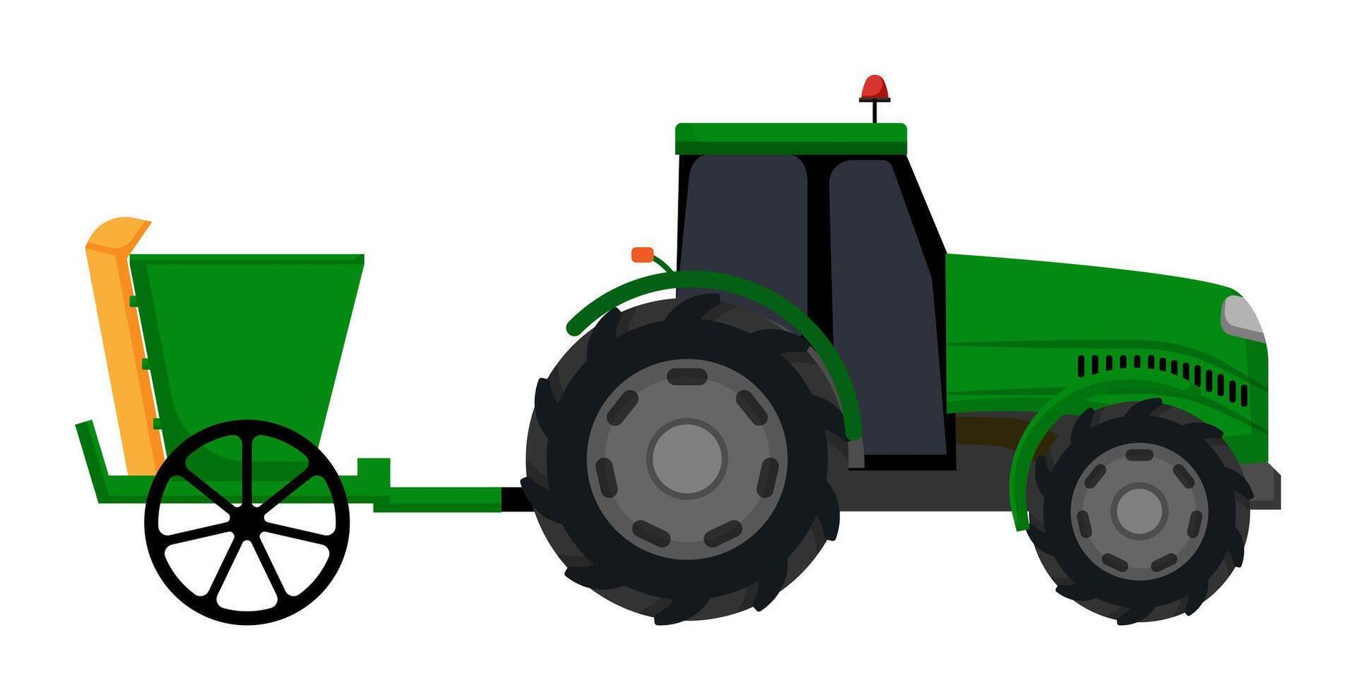 Green Tractor with Seeder vector