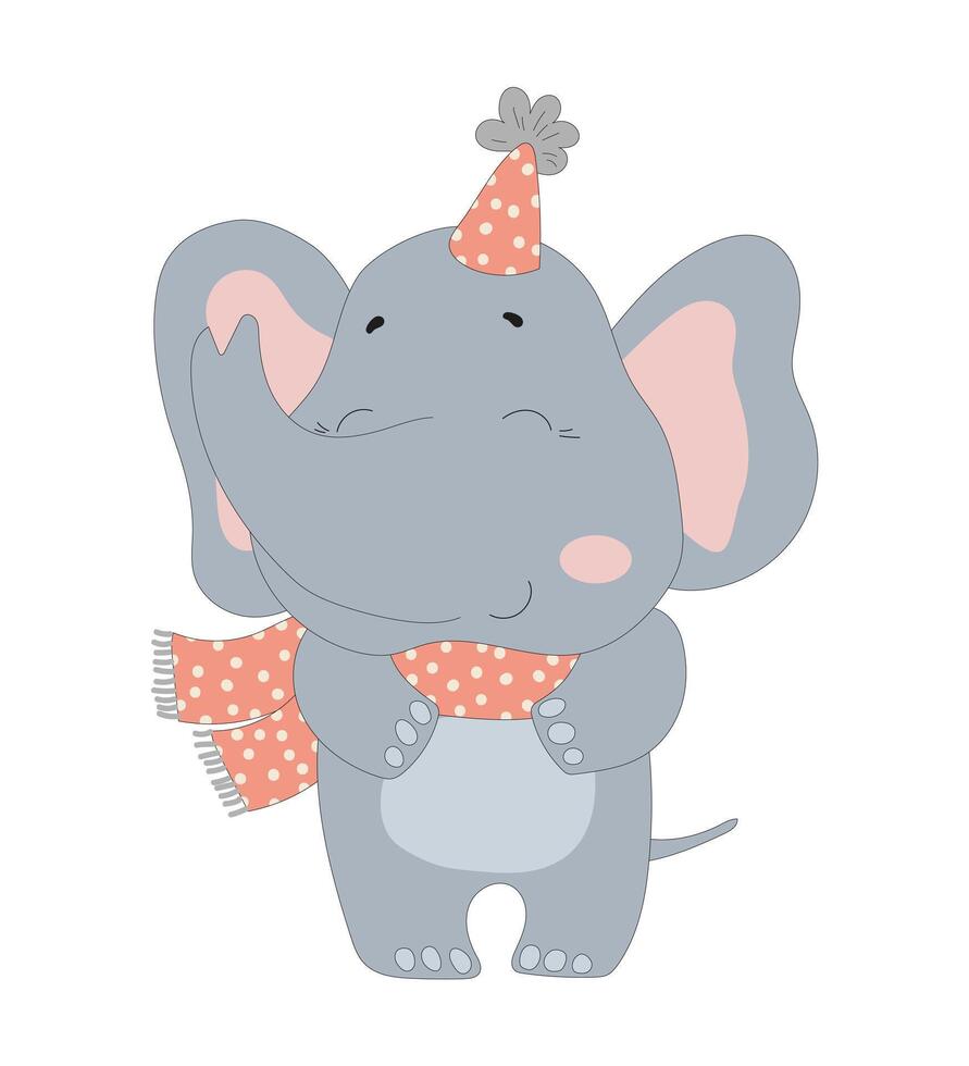 Adorable Elephant in Scarf vector