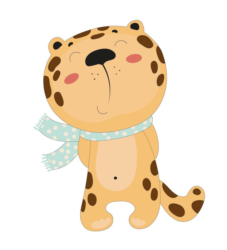 Happy Leopard in Scarf vector