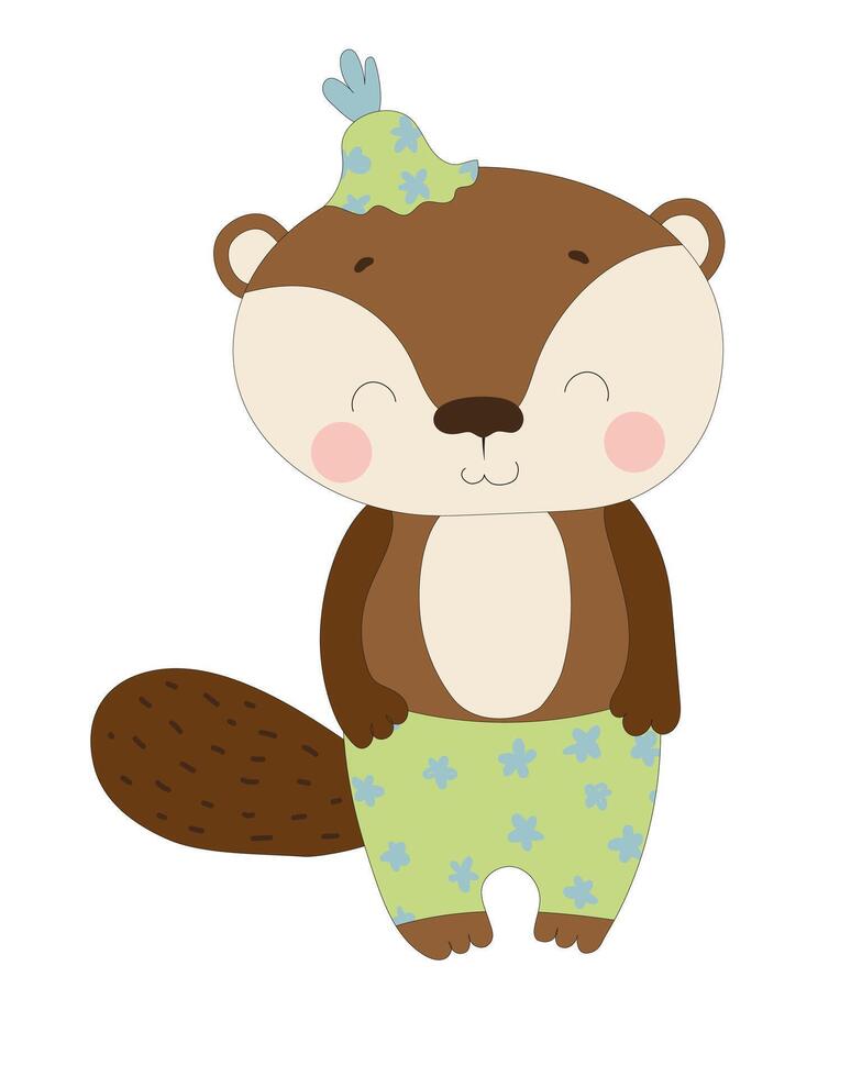 Funny Beaver Character vector