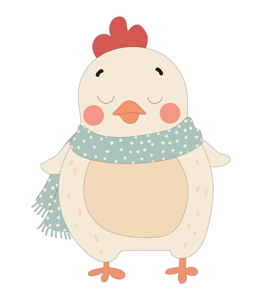 Cute Chicken in Scarf vector