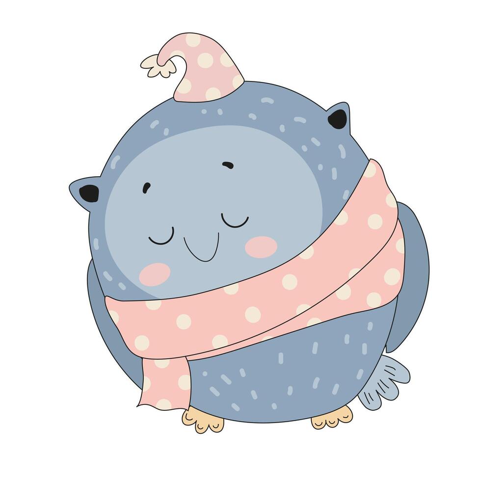 Owl in Scarf and Hat vector