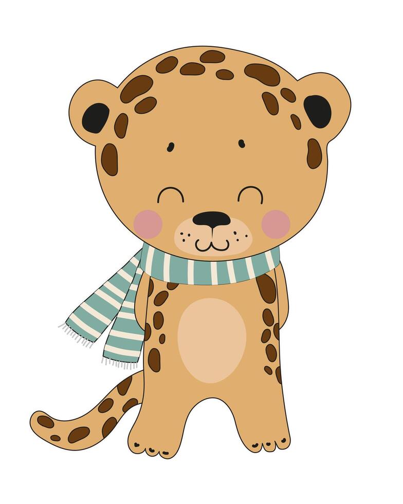 Cute Leopard in Scarf vector