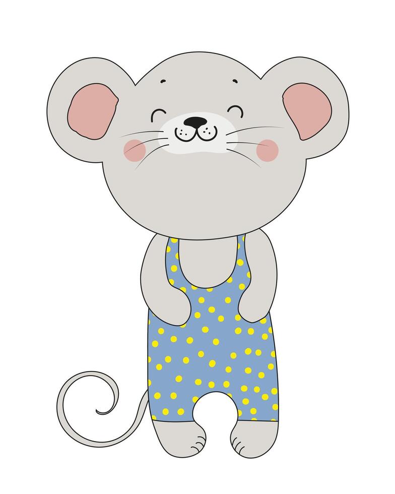 Friendly Mouse in Polka Dot Outfit vector