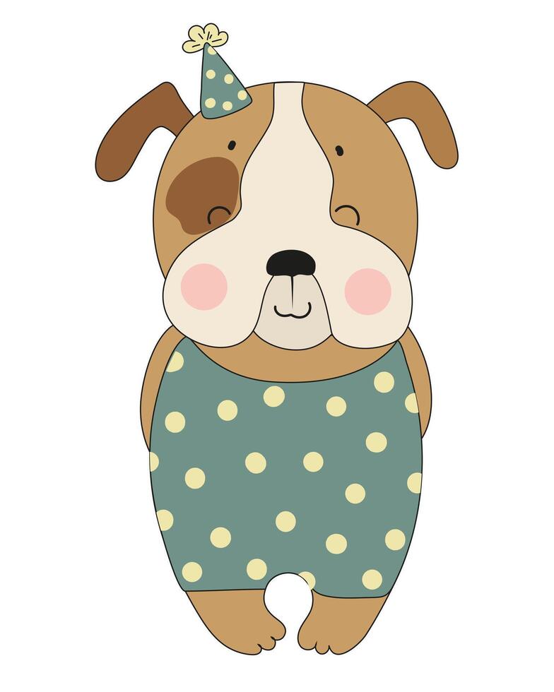 Adorable Bulldog in Party Hat vector
