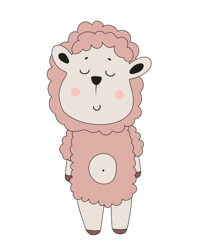 Cute Lamb in Soft Pink Outfit vector