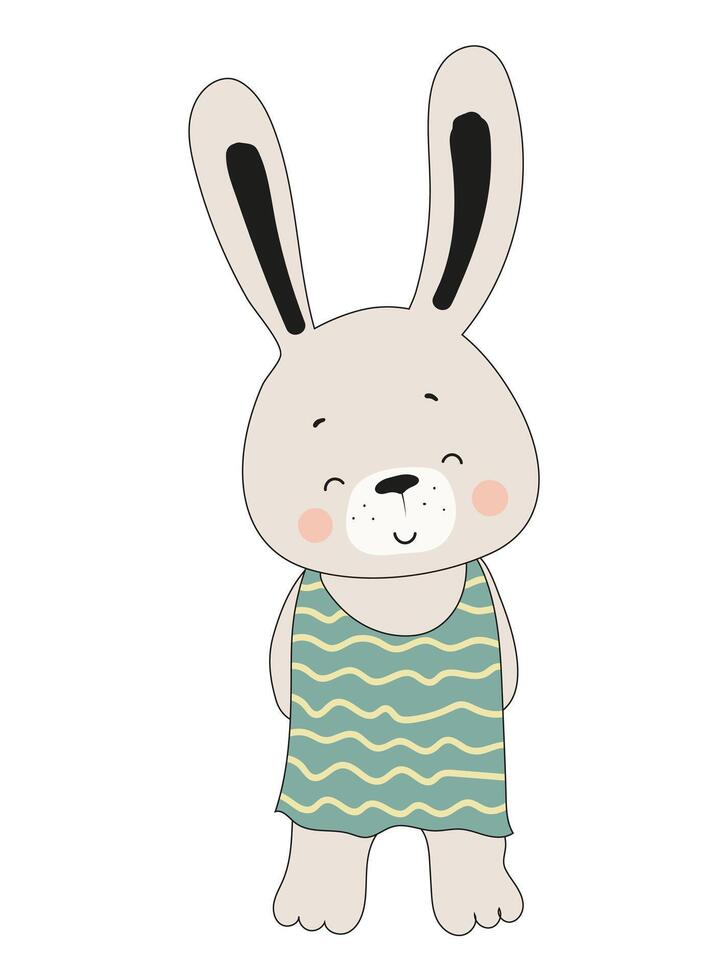 Cheerful Bunny in Green Dress vector