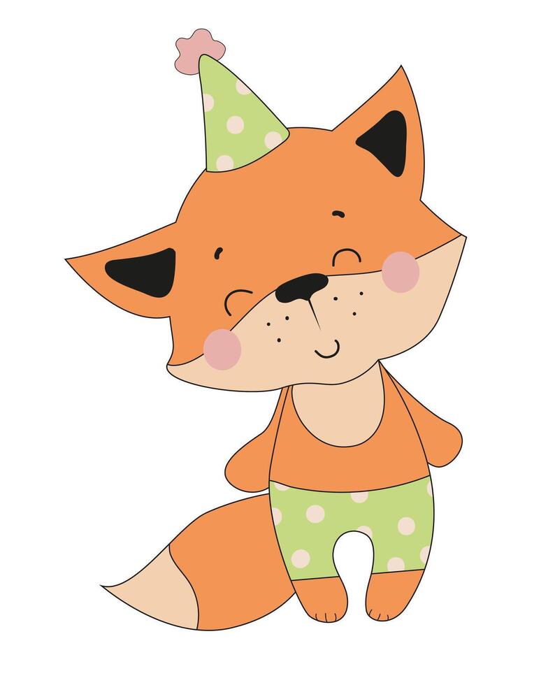 Playful Fox in Green Polka Dot Pants vector