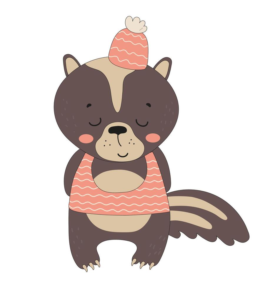 Cheerful Skunk Character vector
