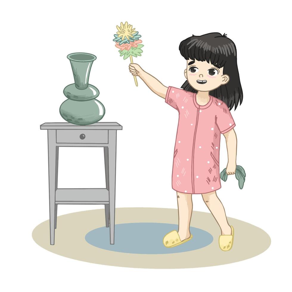 Girl Dusting Vase vector