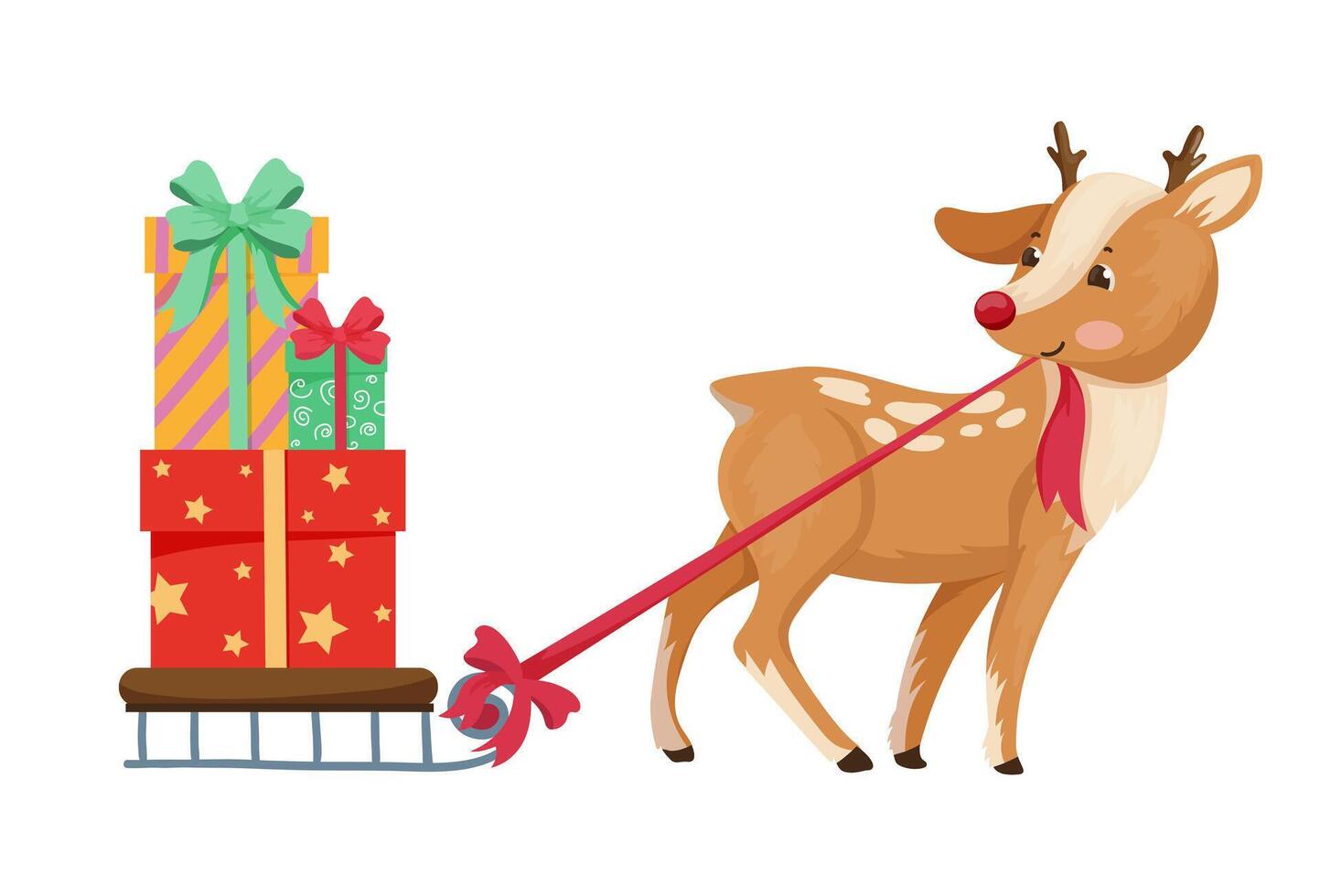 Reindeer Pulling Sledge vector