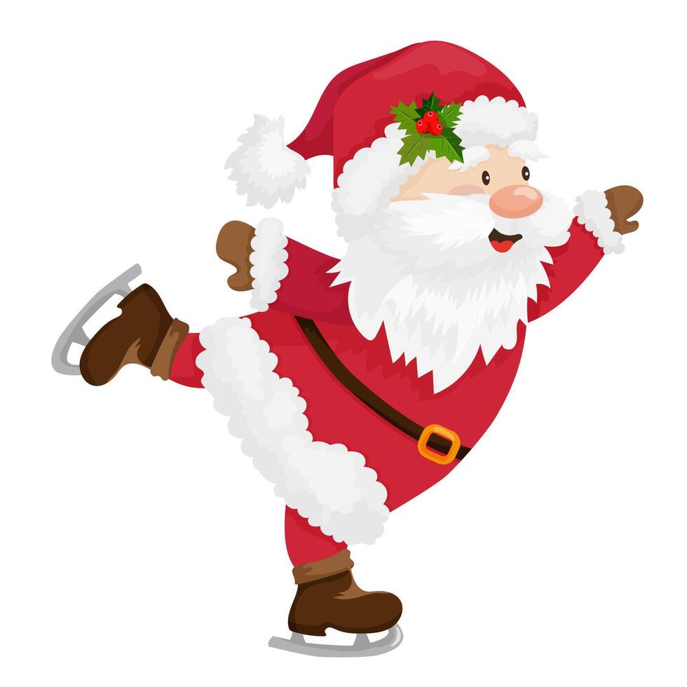 Santa Ice Skating vector