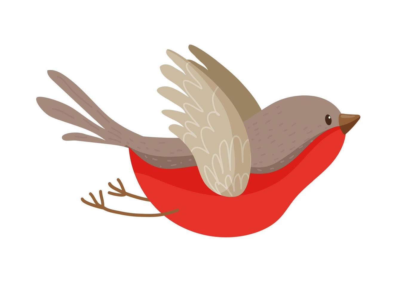 Red Christmas Bird Flying vector