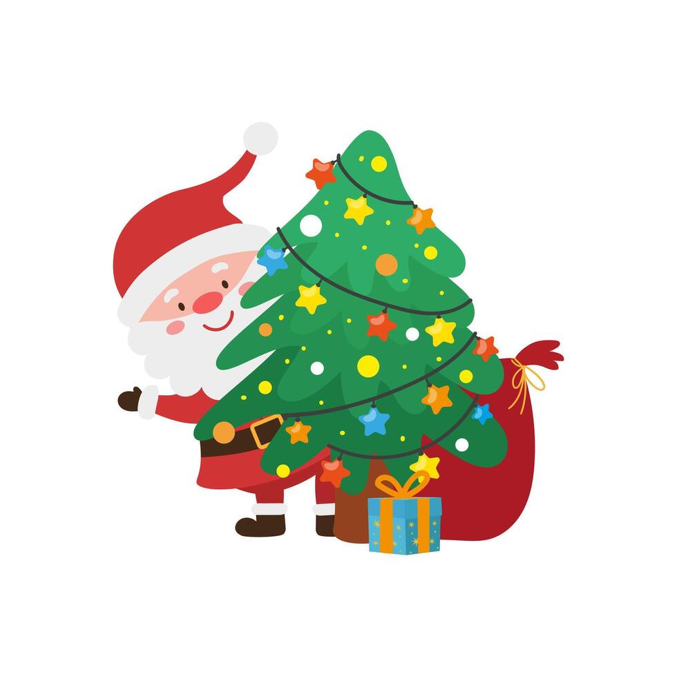 Santa Claus with Christmas Tree vector