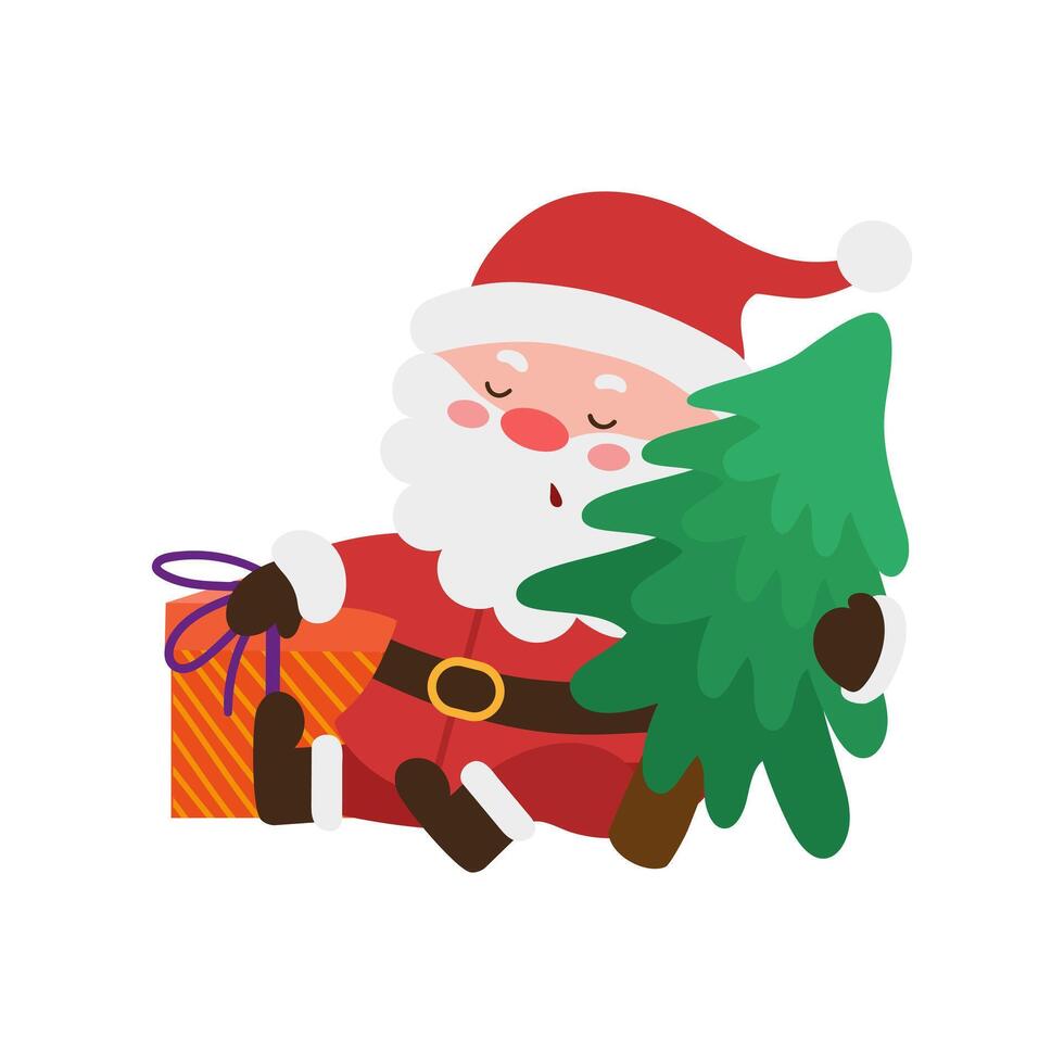 Santa with Christmas Tree vector