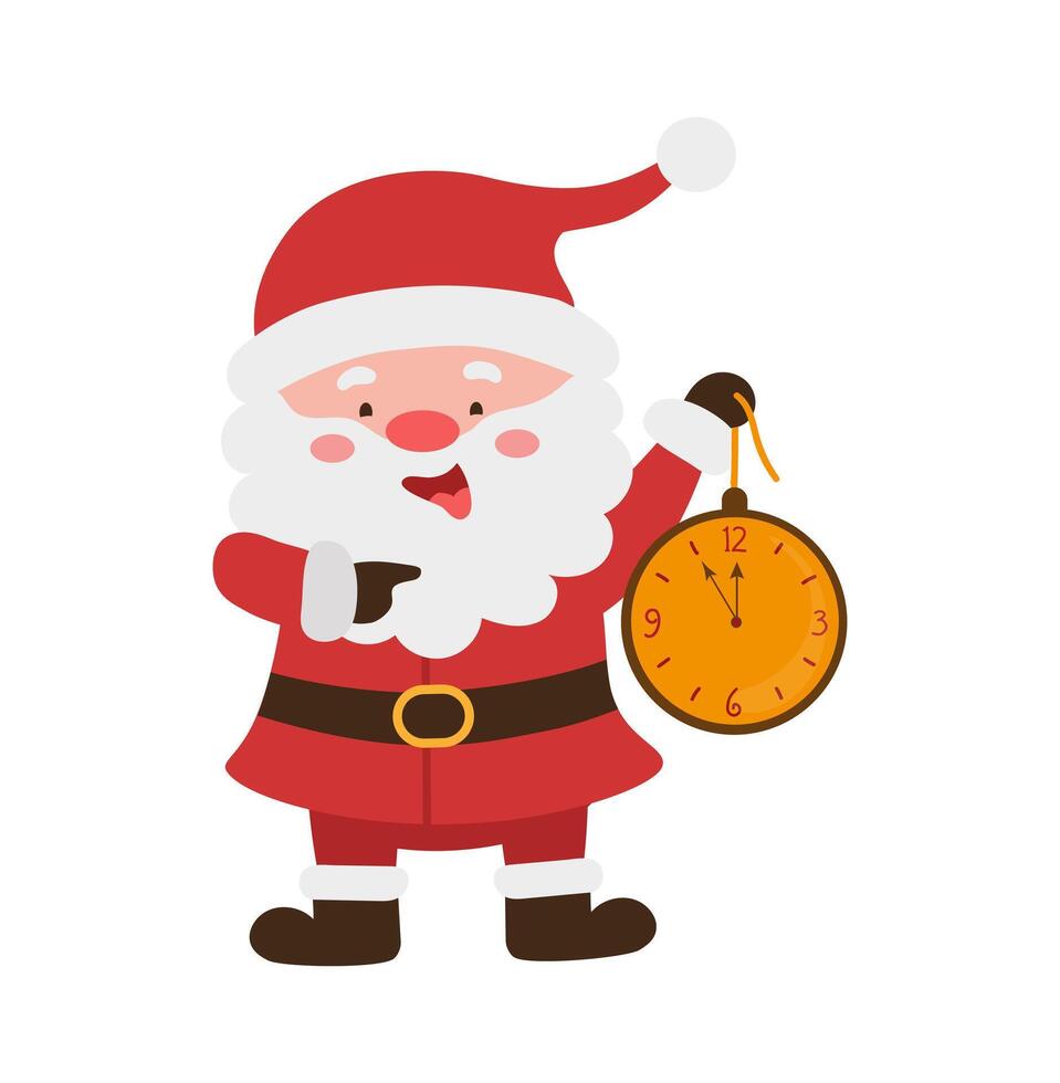 Santa With Clock vector