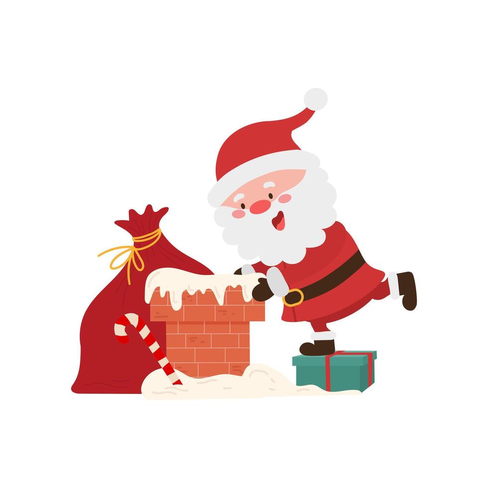 Santa With Chimney vector