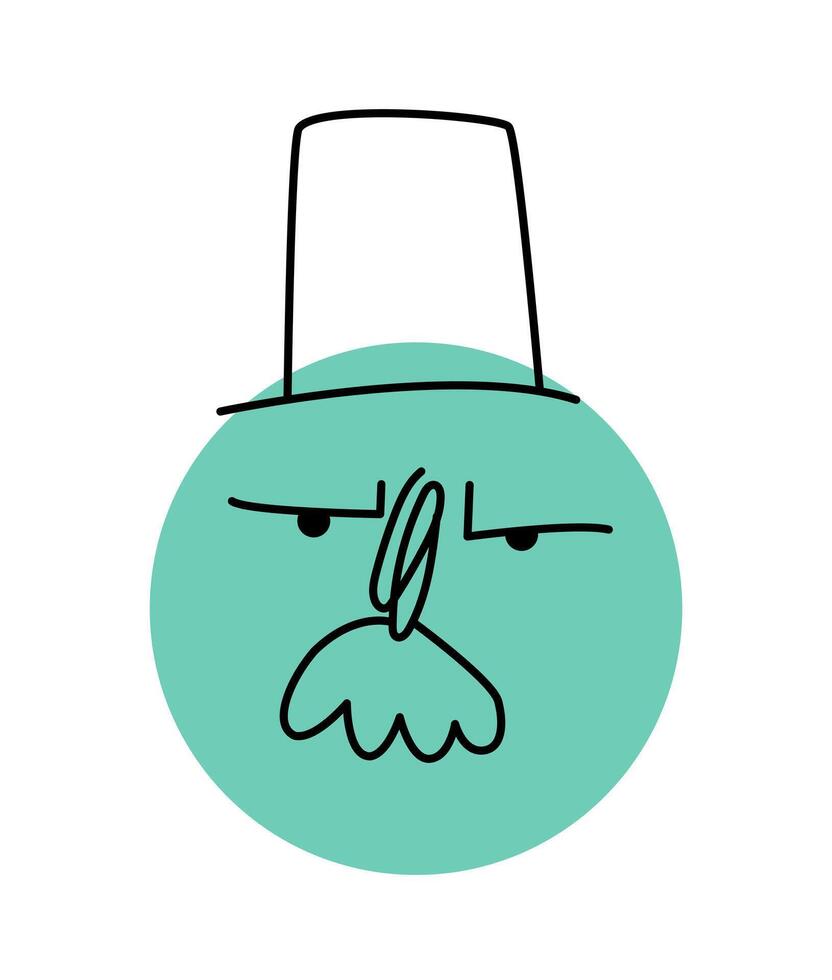 Teal Mustached Face vector