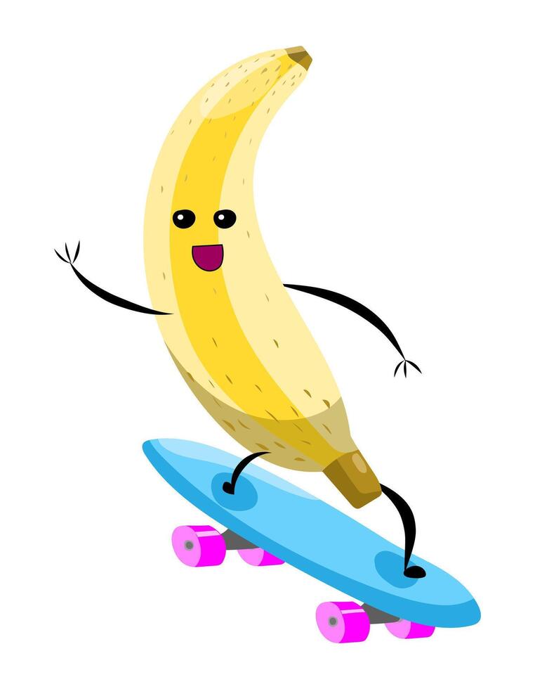 Banana on Skateboard vector