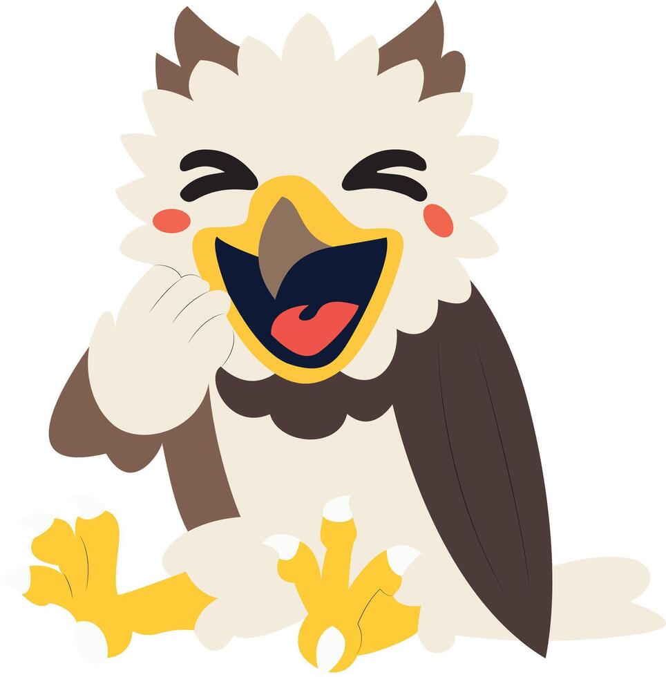 Happy Cartoon Eagle Laughs Hilariously vector