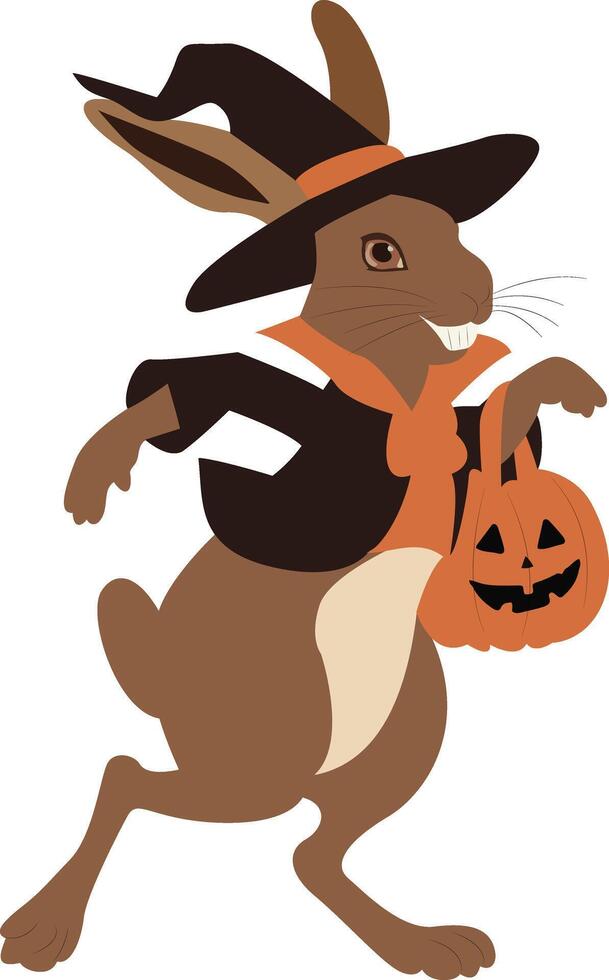 Halloween Rabbit Witch Trick Or Treat vector
