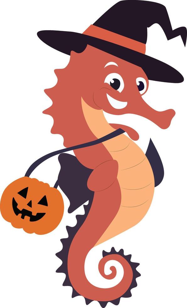 Halloween Seahorse Witch vector