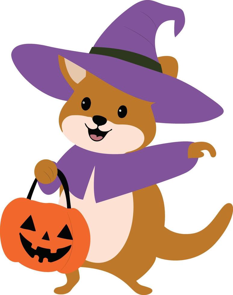 Cute Kangaroo Halloween Witch Costume vector