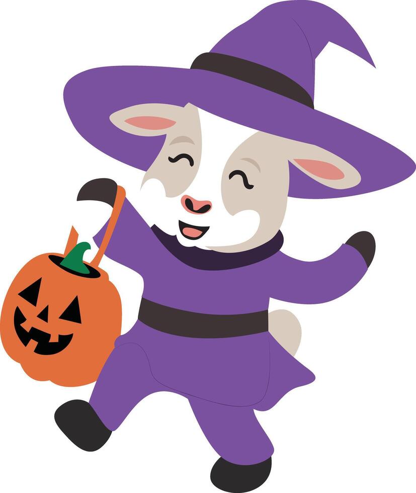 Cute Rabbit Witch Halloween Costume vector