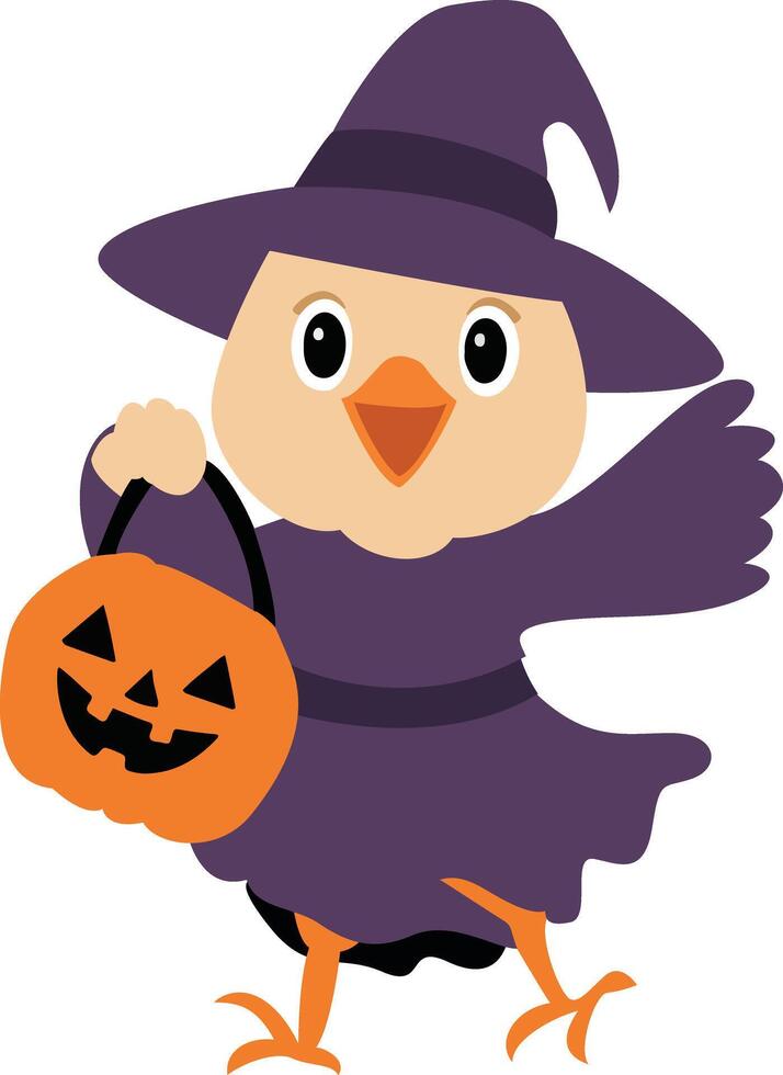 Cute Chicken Witch Halloween Trick or Treat vector