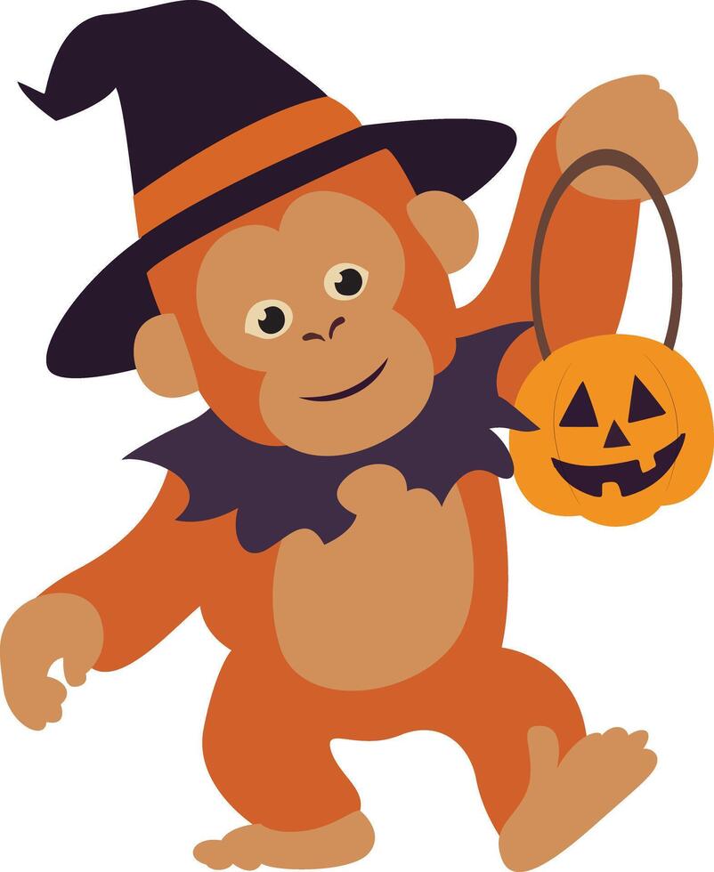 Halloween Monkey Trick or Treating vector