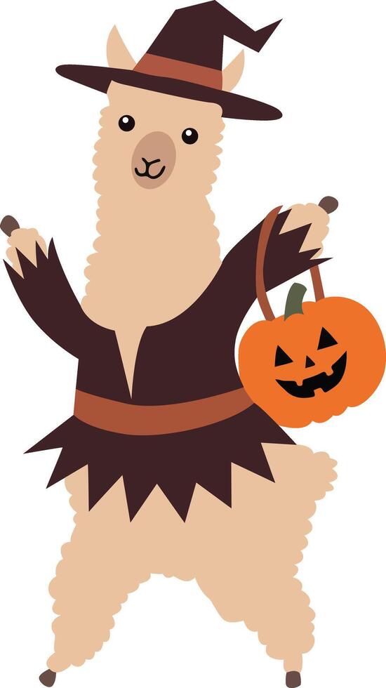 Cute Alpaca Halloween Witch vector