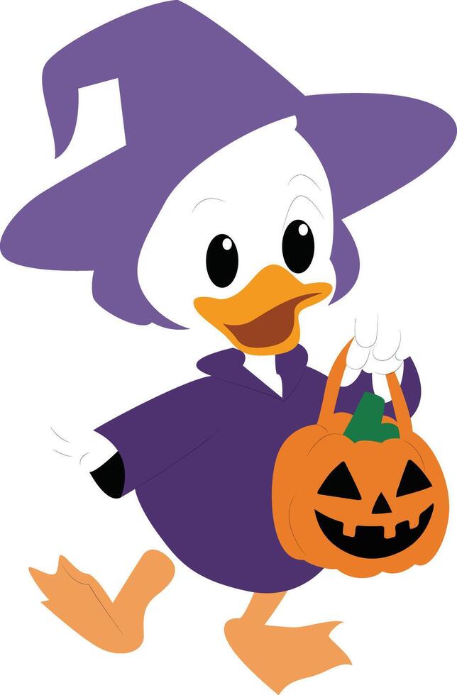 Cute Duckling Halloween Witch Costume vector