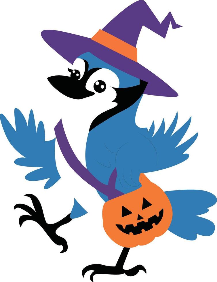 Halloween Blue Jay Trick or Treating Bird vector