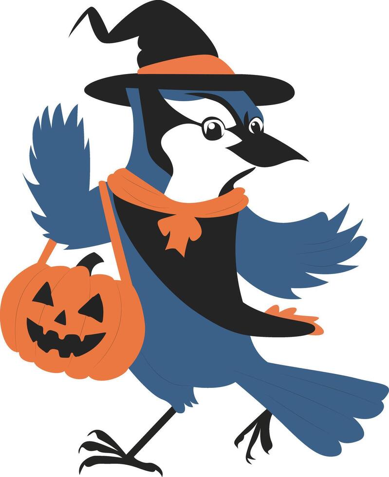 Halloween Blue Jay Witch vector