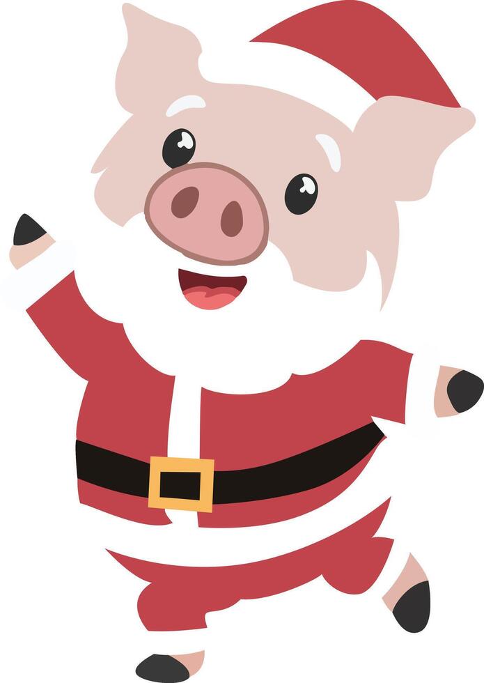 Christmas Pig Santa Cartoon Design vector